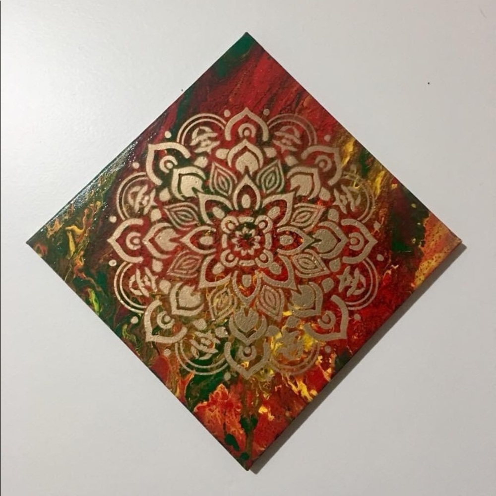 Original mandala fluid pour painting